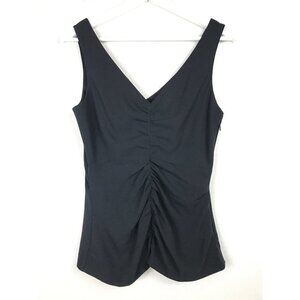 Theory Black Sleeveless Ruched Front Top Size Petite